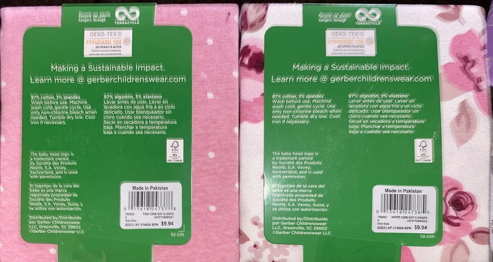 2 Gerber Modern Moments Fitted Crib Sheets