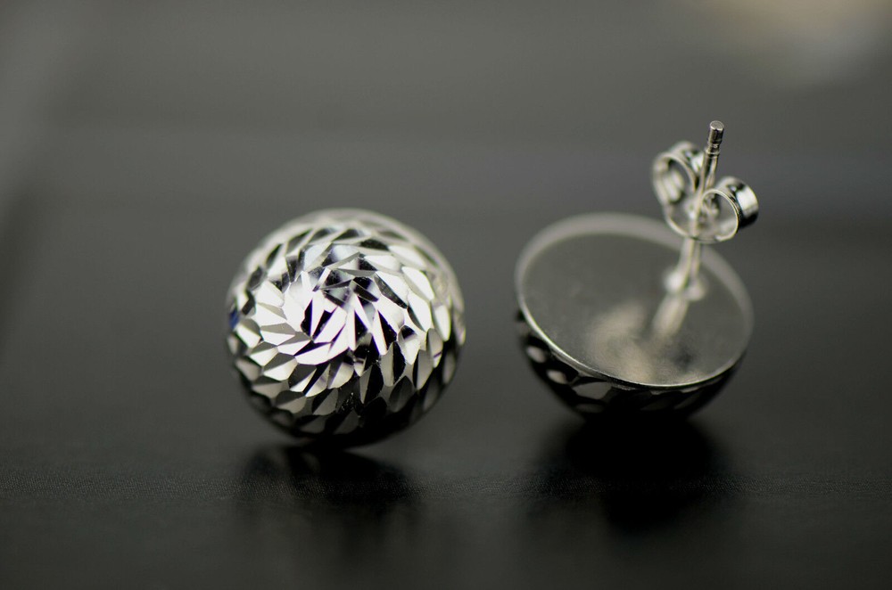 Silver ball sterling earrings 925 stud italian