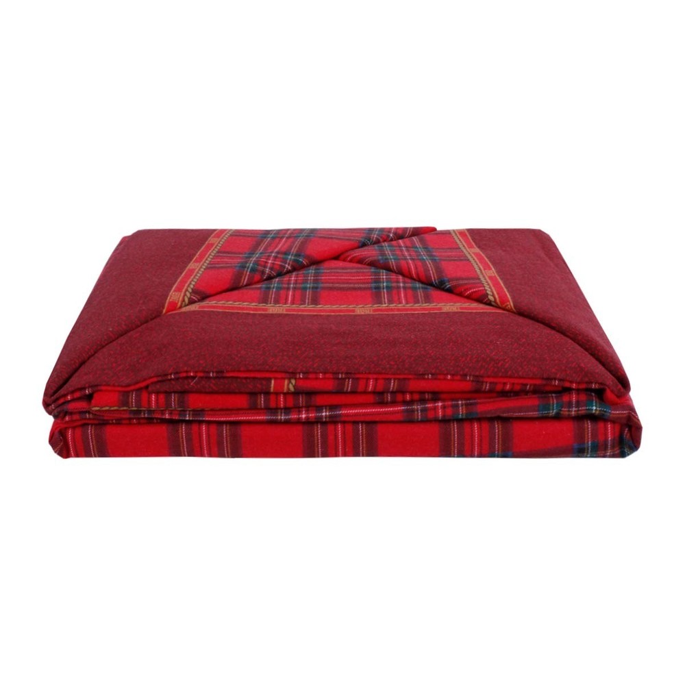 Red Scottish Print Flannel Double Bed Sheets