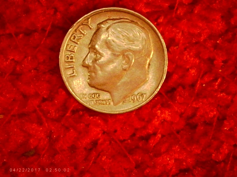 1967 Roosevelt Dime. No Mint Mark with Multiple Errors.