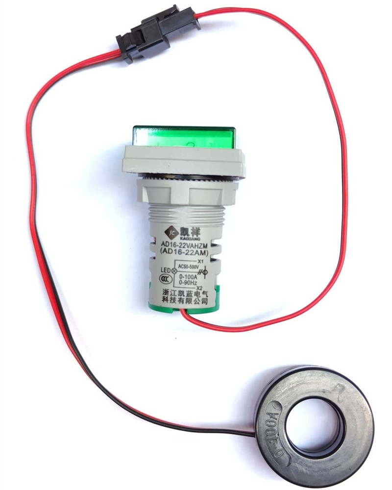 with Three-Digit Display AC Current, Voltage, Frequency Indicator, 22mm Green