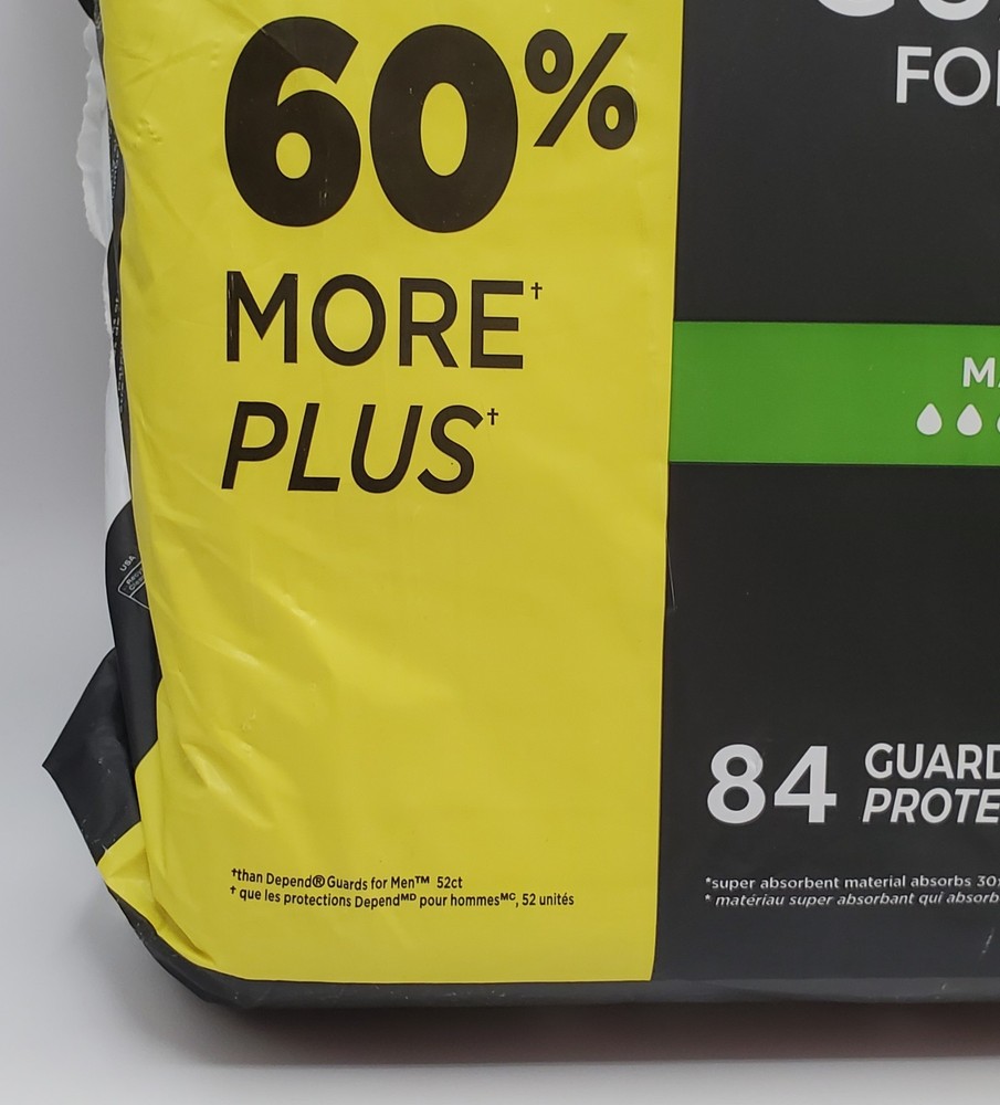 Depend Mens Guards 84ct Maximum Absorbency Bladder Control Pads Dry Odor Shield
