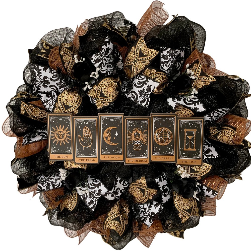 Tarot Card Halloween Wreath Handmade Deco Mesh