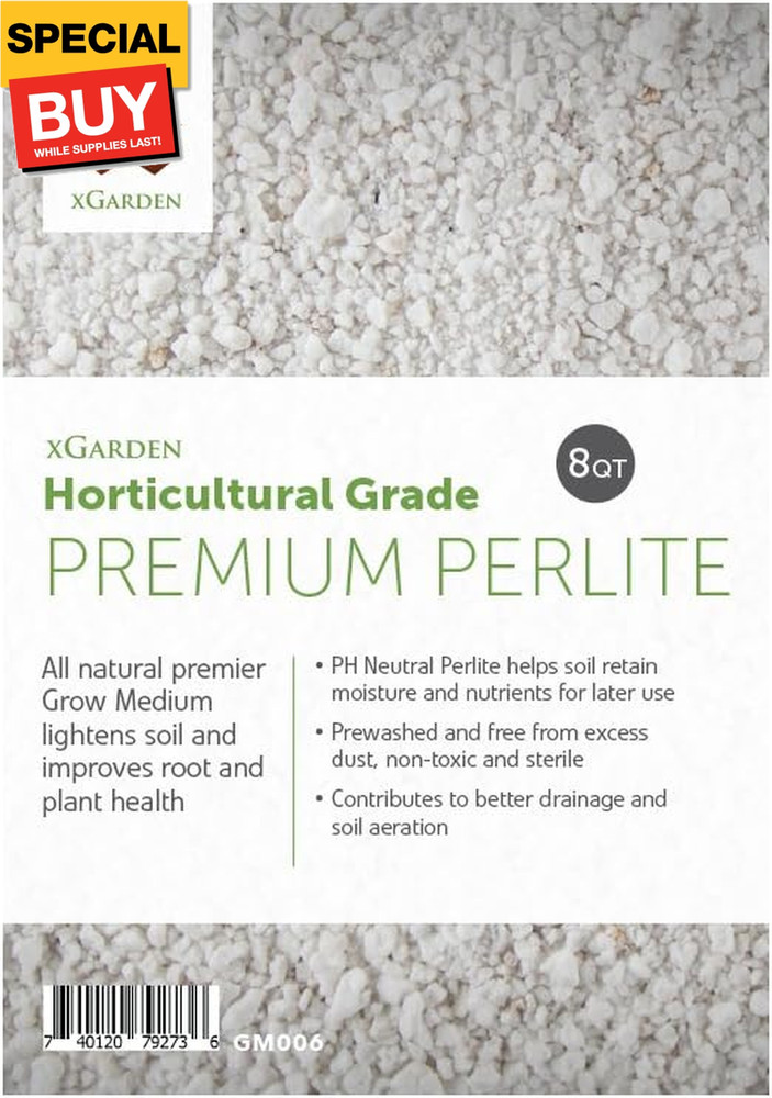 8 Quarts Horticultural Grade Premium Perlite - Coarse and Chunky