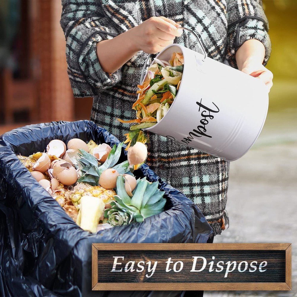 Compost Bin Kitchen, 1.3 Gallon Farmhouse Kitchen Compost Bin Countertop, Ind...