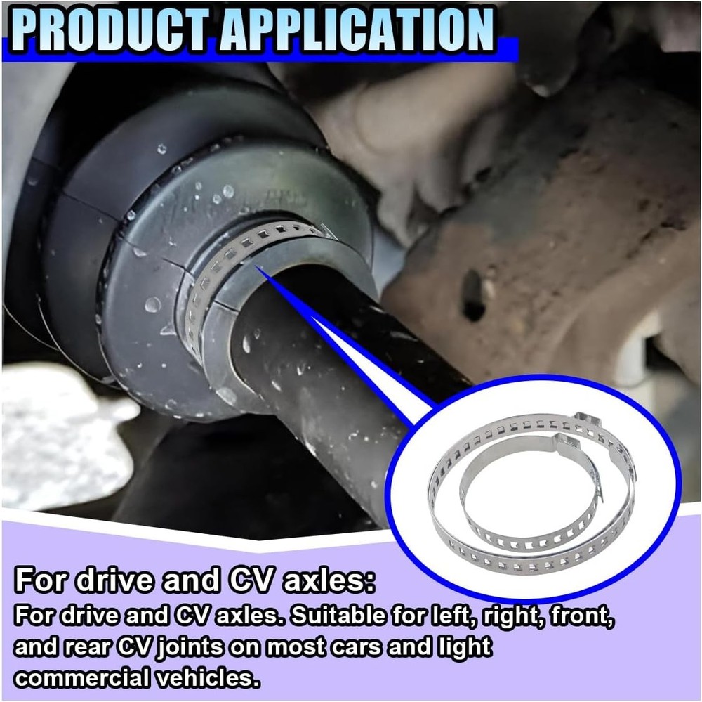 24PCS CV Boot Clamp Kit, Adjustable Axle Joint Crimp Clamps, Silver