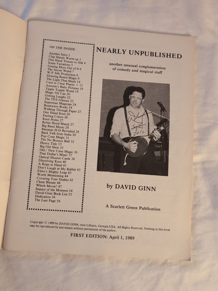 Nearly Unpublished - Magic Book By David Ginn 1989