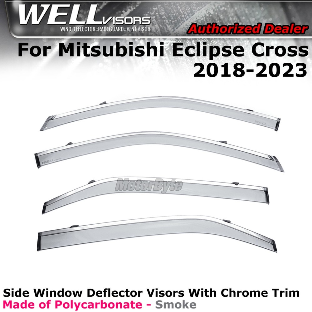 WELLvisors For 2018-2026 Mitsubishi Eclipse Cross Window Visors Chrome Trim