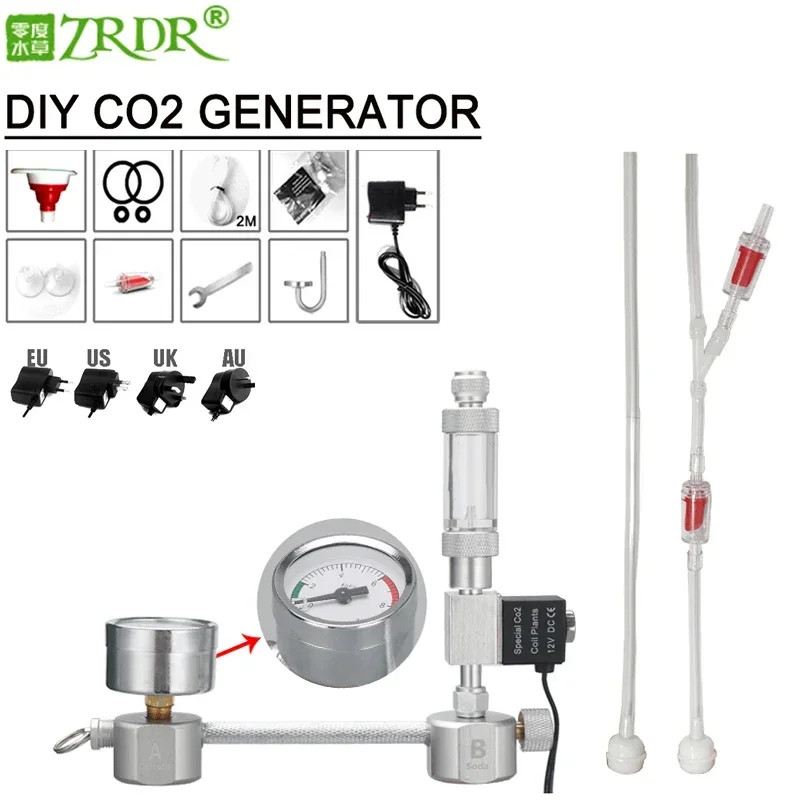 ZRDR Aquarium DIY CO2 generator system kit CO2 generator, bubble counter diffuse
