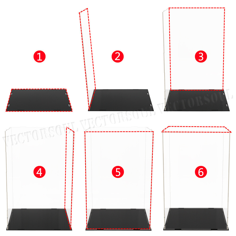 17" Large Acrylic Display Case Dustproof Clear Box Action Figures Self-Install