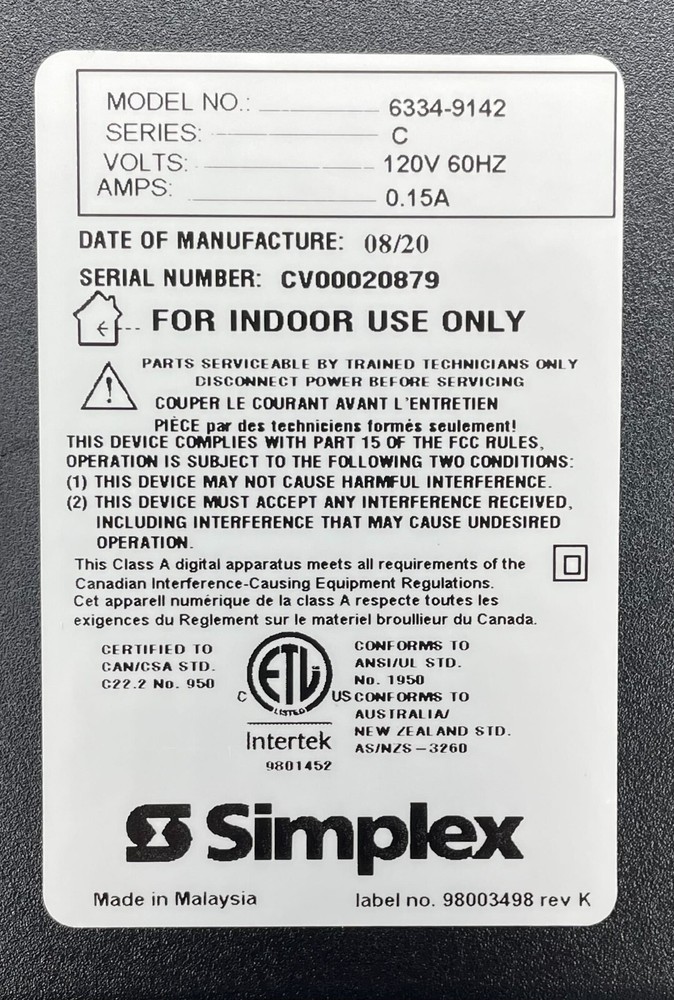 Simplex 6334-9142 - Same Day Shipping (SEALED)