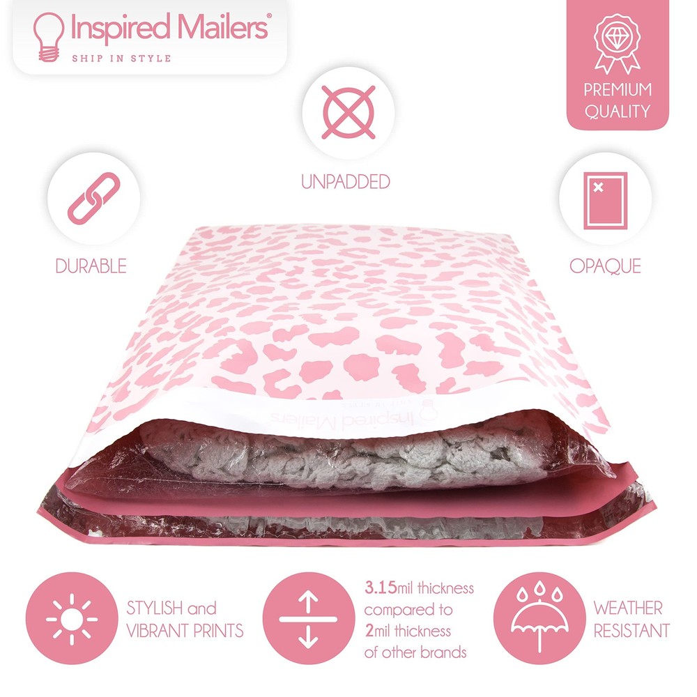 Inspired Mailers - Poly 10x13" - 100 Pack, Cheetah Rose Gold