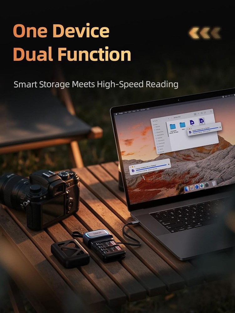 Quick Transfer 2-in-1 SD/Micro SD Card Reader Adapter with Built-in Storage Case