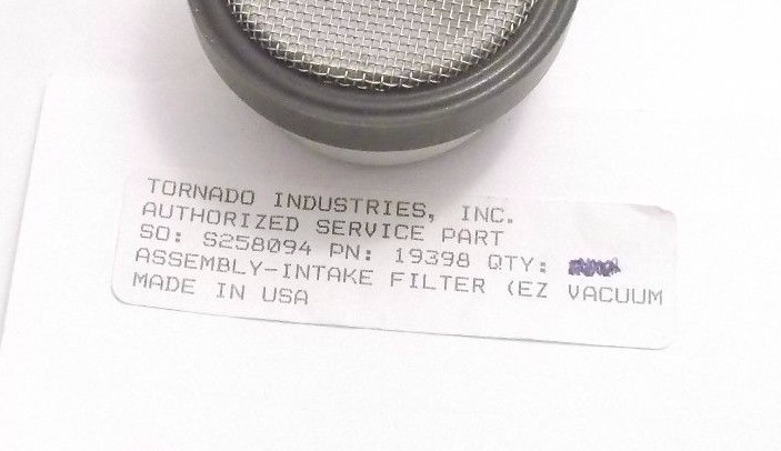 TORNADO 19398 Assembly Intake Filter - Prepaid Shipping