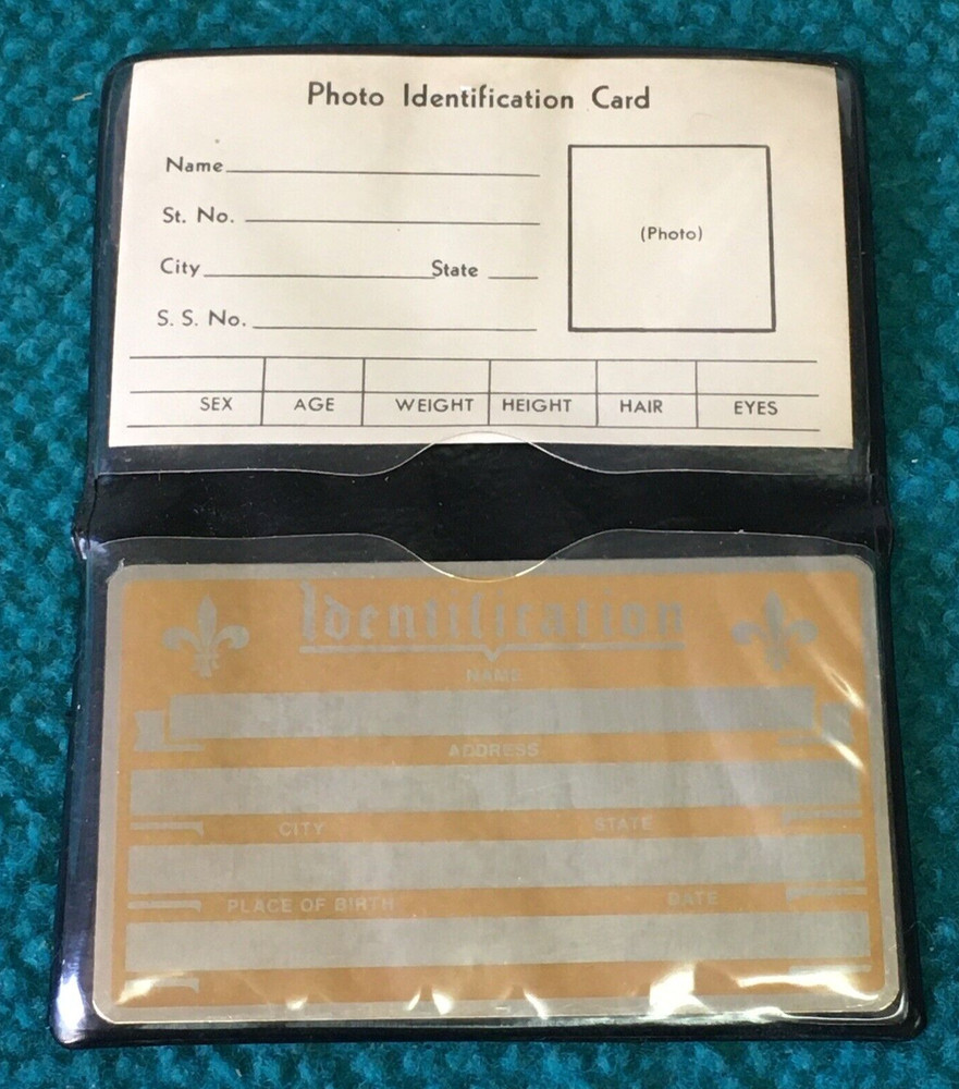 Vintage : BLANK METAL "Identification" ID CARD : ENGRAVABLE with FLEUR-DE-LIS