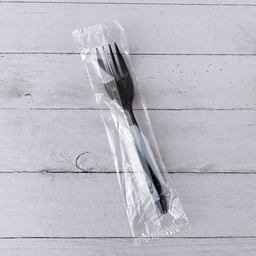 Boardwalk Wrapped Polypropylene Cutlery, Fork, Plastic, Black, 2,000/Carton