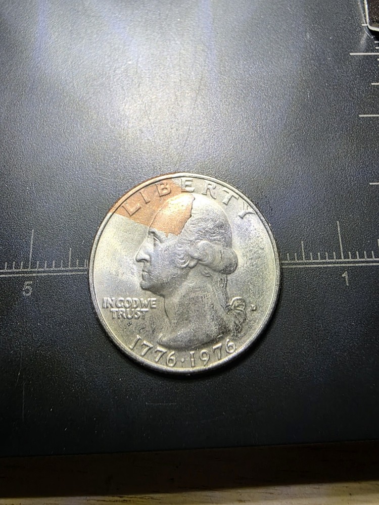 1776-1976 Bicentennial Quarter Error Missing Clad Layer