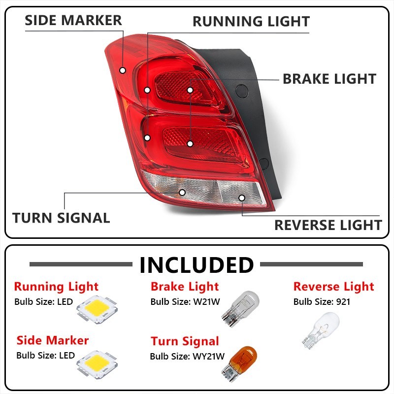 For Chevy Trax 2017-2022 Tail Light Brake Lamp W/ LED Replacement Left & Right