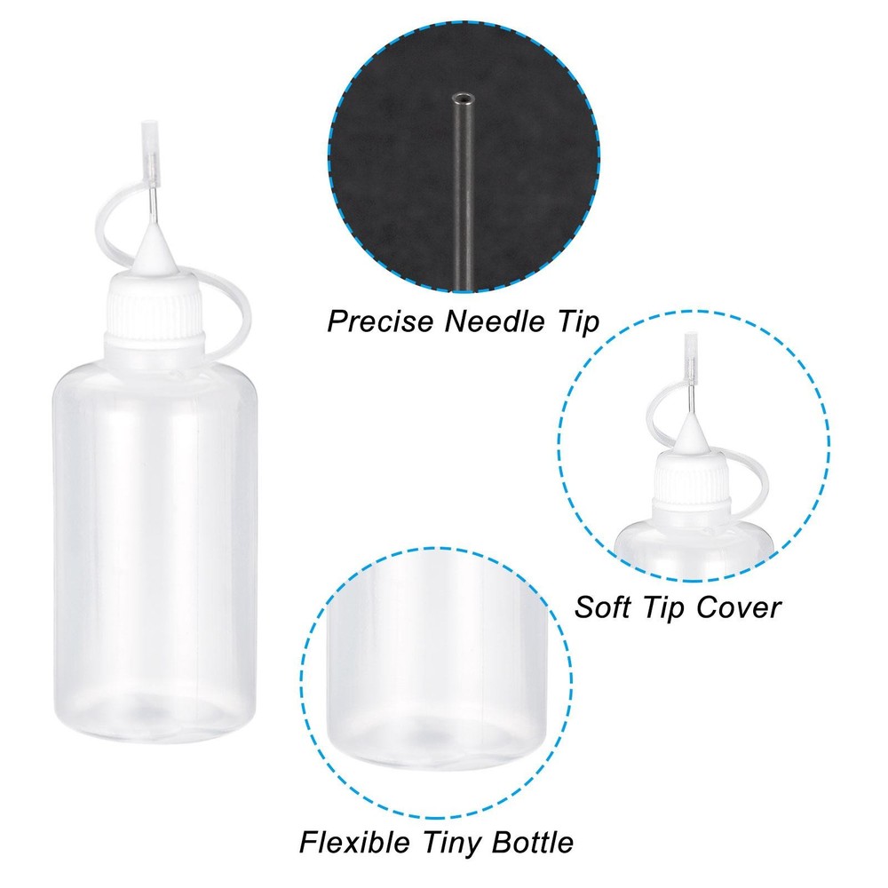 10Pcs Needle Tip Bottle Precision Plastic Applicator with White Cap 50ml