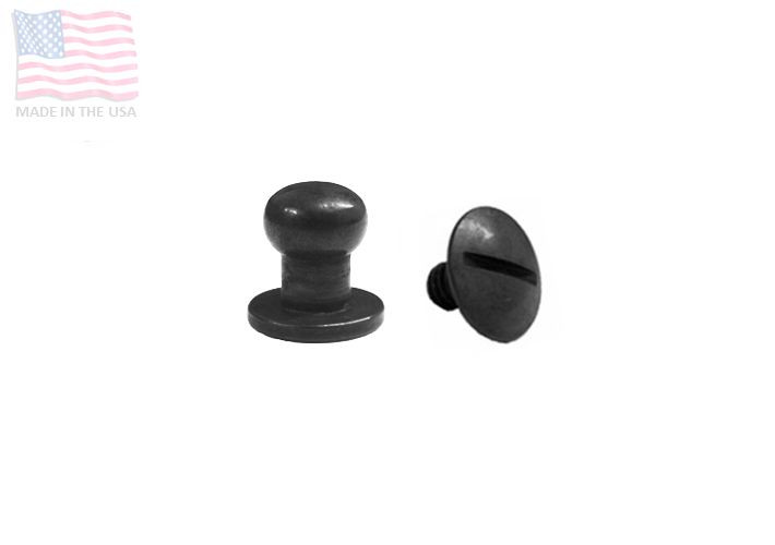 Medium 5/16" 8mm Screw Back Button Head Stud & Screw, Black Oxide, 1 SET