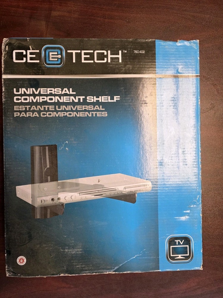 Wall Mount Component Shelf  (Black) Mount  Cable Box DVD