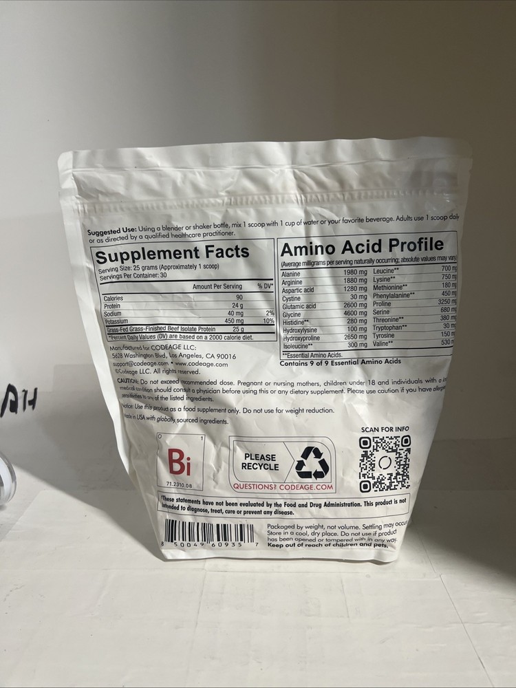 Codeage Centurion Beef Isolate Protein Unflavored Collagen Rich 1.65lb Exp 09/26