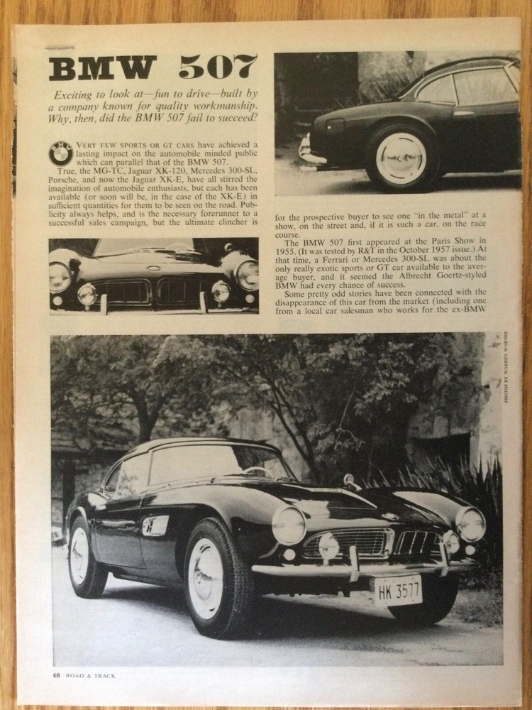 BMW60 Article BMW 507 March 1962 2 pages