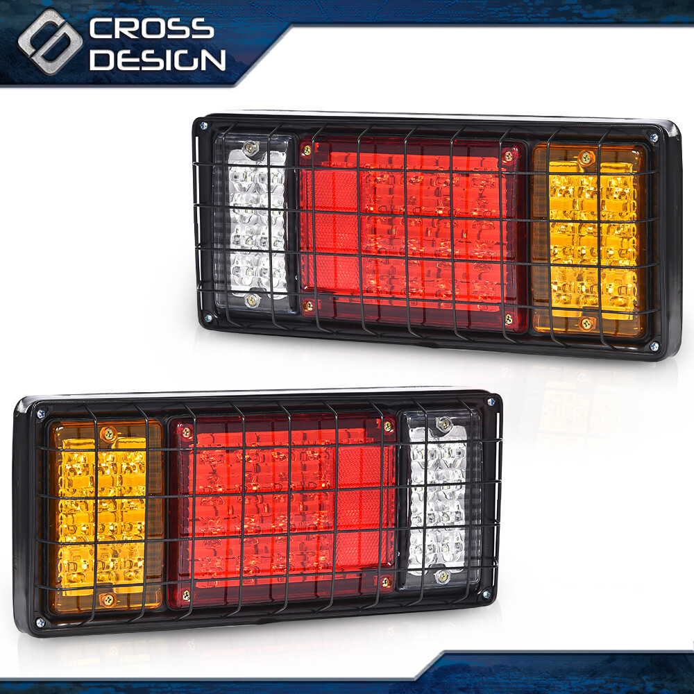 Pair 40 LED Tail Turn Signal Brake Reverse Lights 10-30V Truck Trailer RV Camper