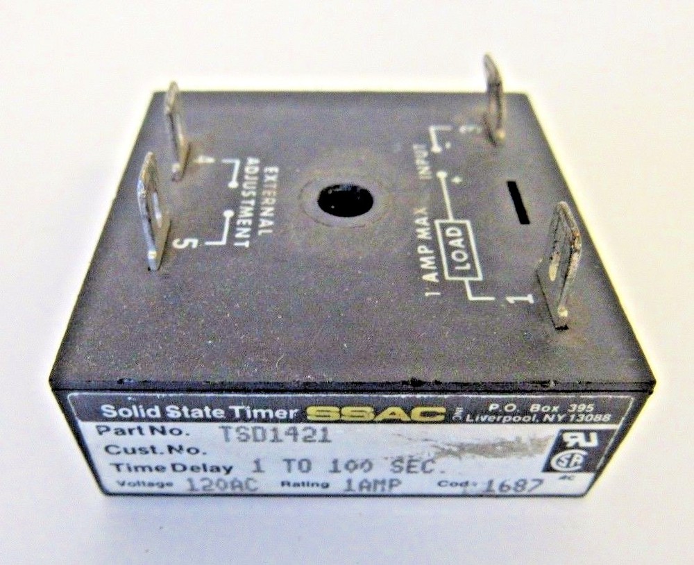 SSAC TSD1421 SOLID STATE TIMER 1-100 SECONDS 120VAC 1A USED