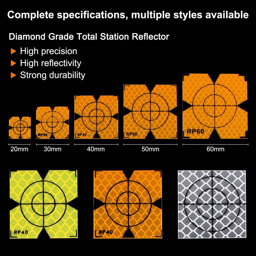 10pcs Reflector Target Sheets 60mm Self-adhesive Reflective Survey Target Yellow