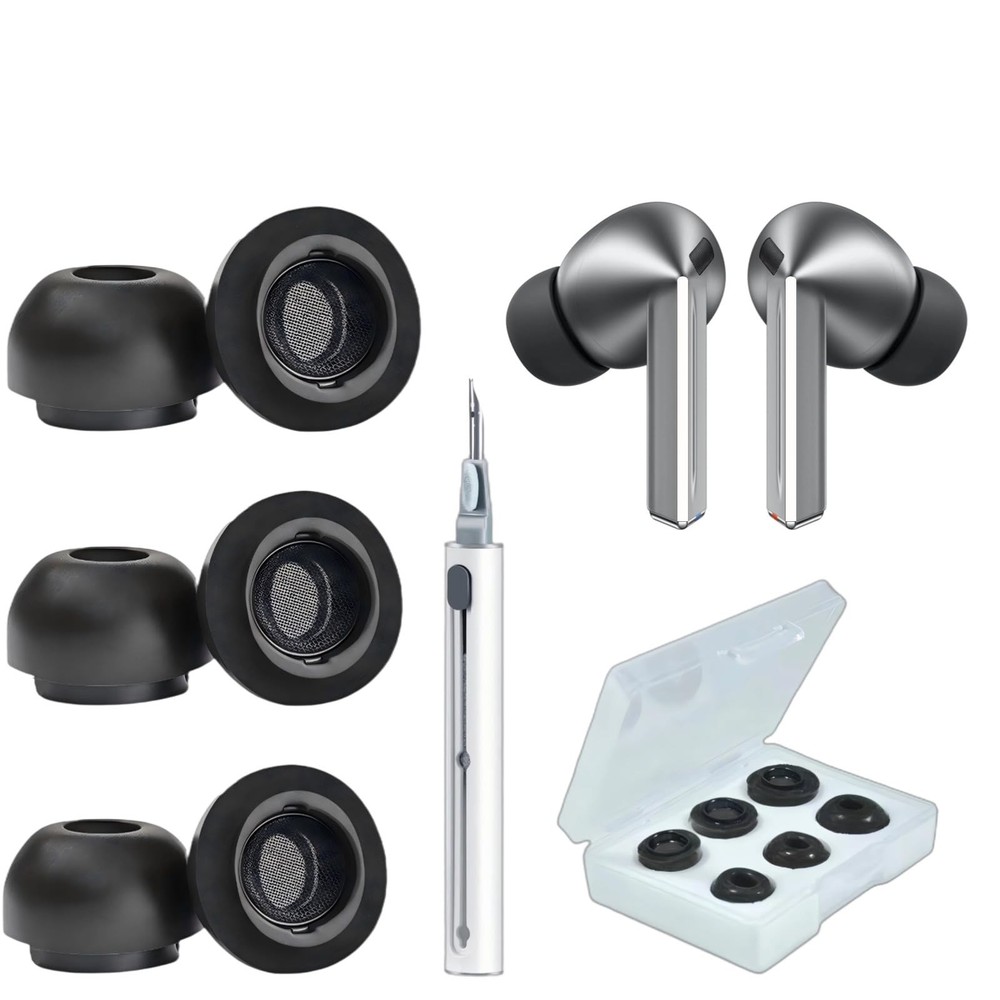 Memory Foam Ear Tips for Galaxy Buds3 Pro, Replacement Earbud S/M/L, Black