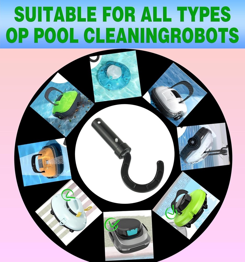 2 Pack Accessories Hook for Robotic Pool Cleaner Poles black