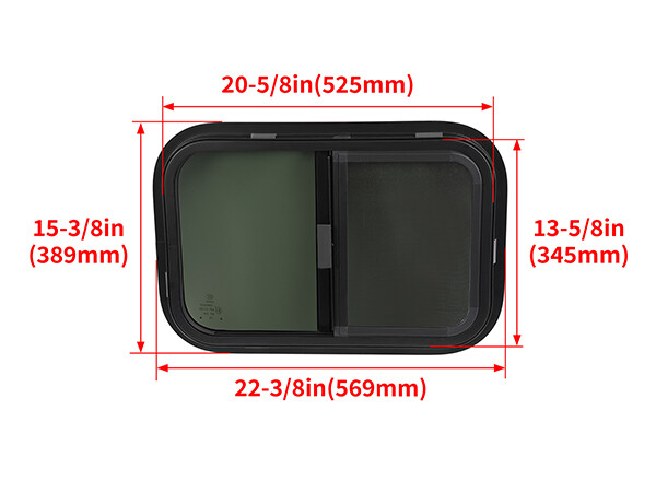 21" X 14" Teardrop Horizontal Sliding Replacement RV Window w/ Screen & Trim