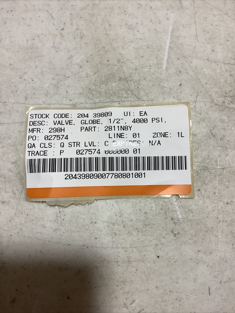Hoke Globe Valve 1/2” 2811N8Y