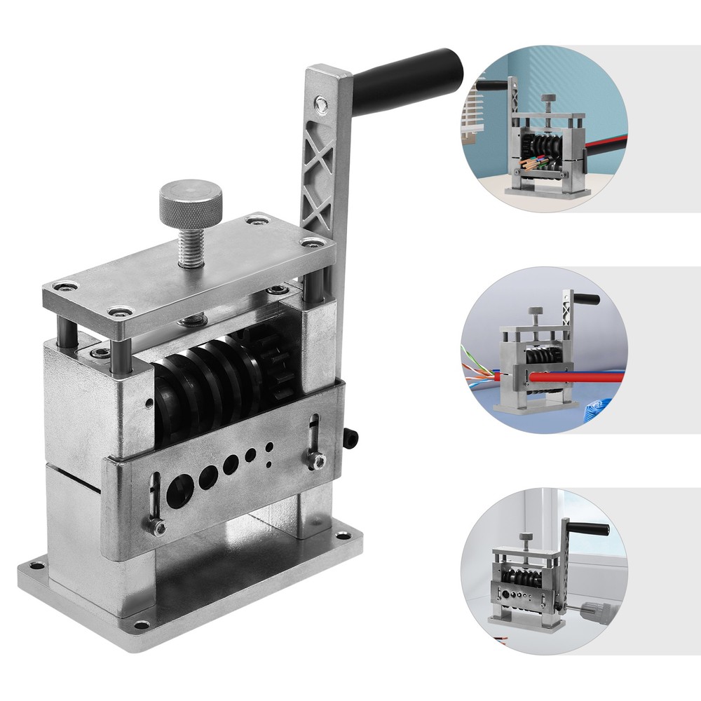 6 Holes Manual Cable Wire Stripping Machine Manual Wire Stripping Tool Silver.