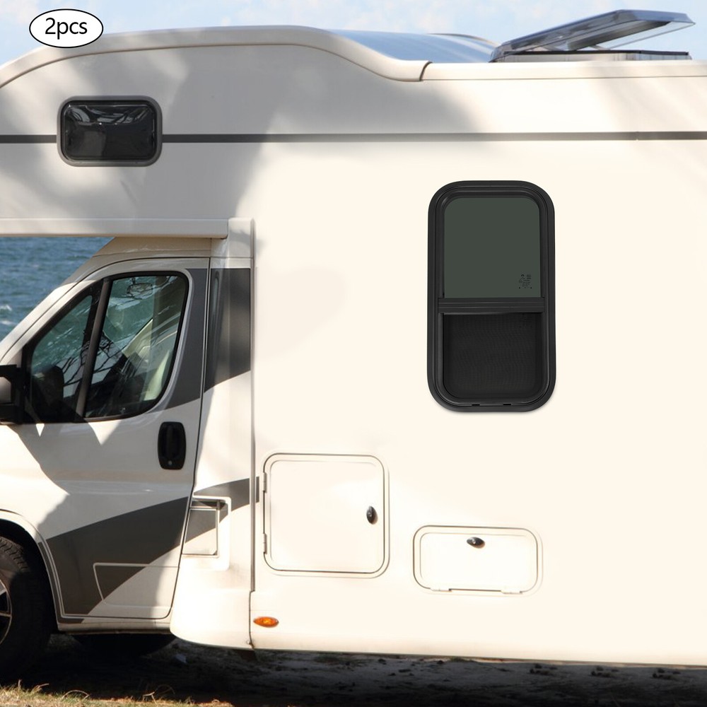 2Pcs RV Window Vertical Slide Window Venting Window w/Trim Rings Rectangular
