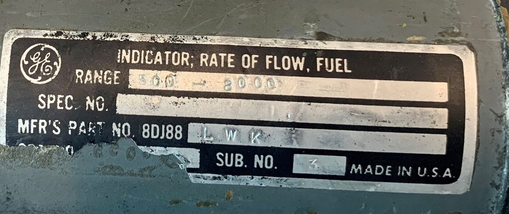 Fuel Flow Indicator 8DJ88LWK Removed Working