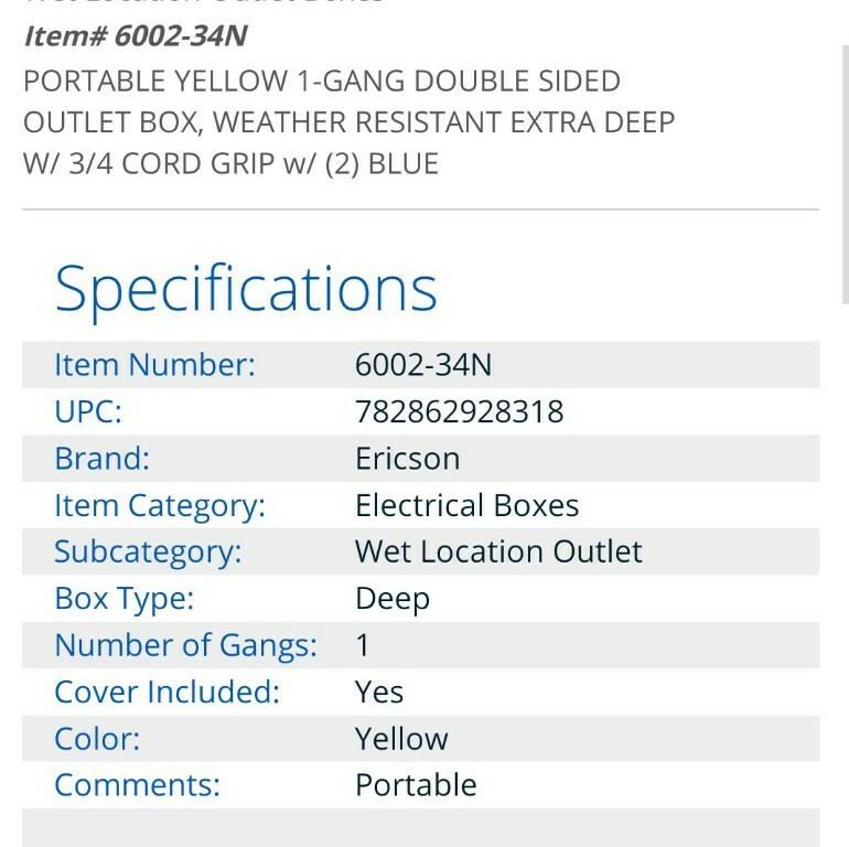 Ericsson 6002-34N Yellow Two Sided Outlet Box