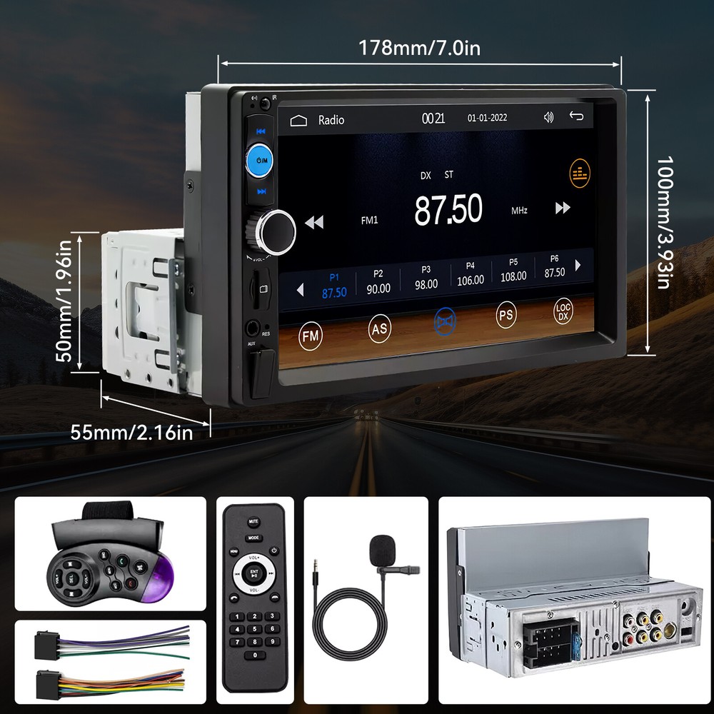 7"Single 1Din Touch Screen Stereo Bluetooth Car Radio Apple Android Carplay GPS