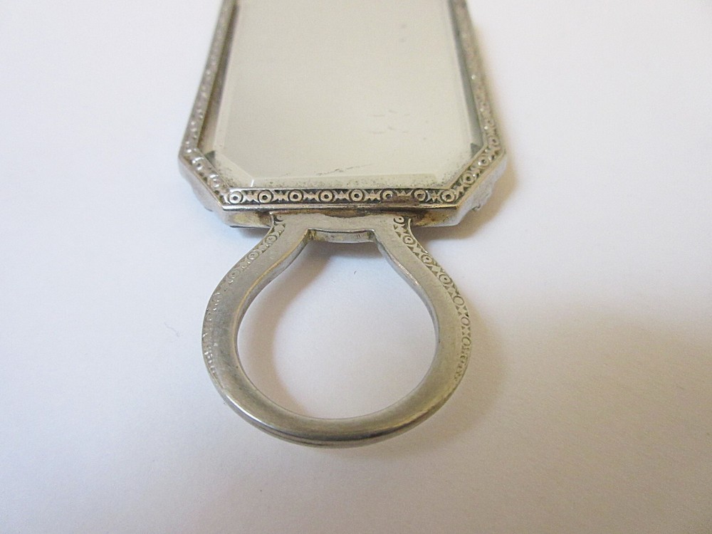 Antique Chatelaine Mirror Striped Enamel Finger Ring