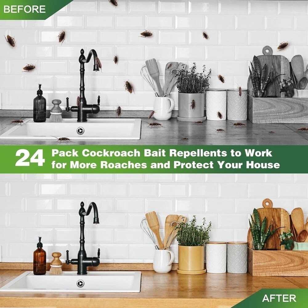24PCS/Pack Cockroach Gel Bait Roach Killer Powerful Roach Repellent Bait Trap`