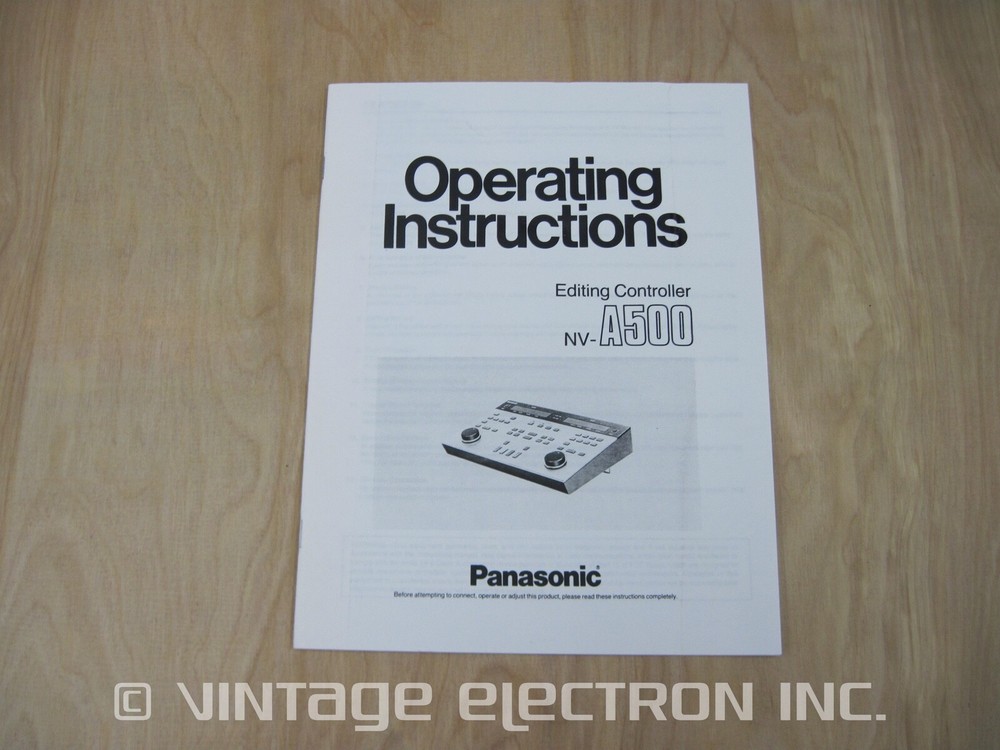 PANASONIC: NV-A500 Editing Controller INSTRUCTION MANUAL - Pro Video / Audio