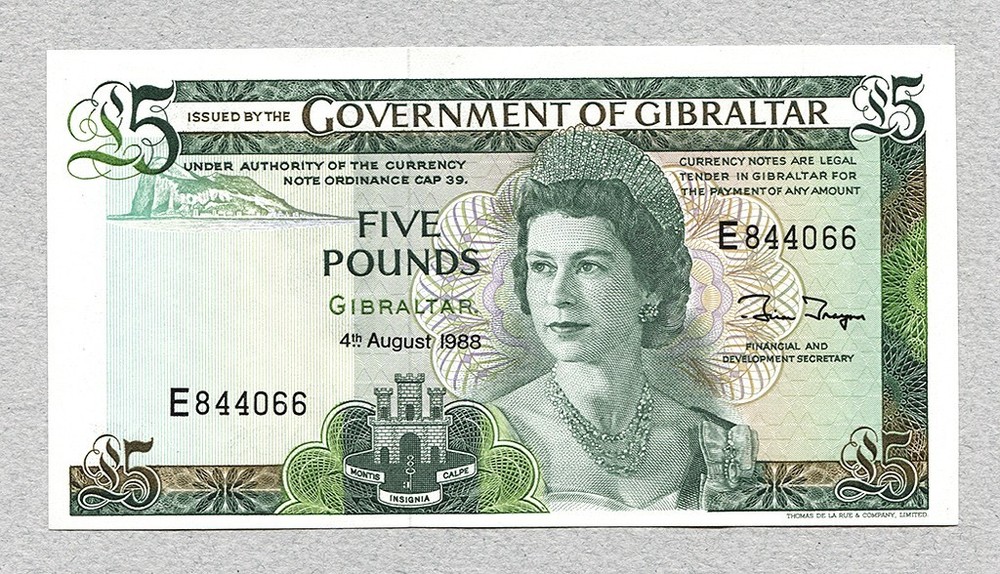 GIBRALTAR 5 Pounds 1988, P21b, UNC.
