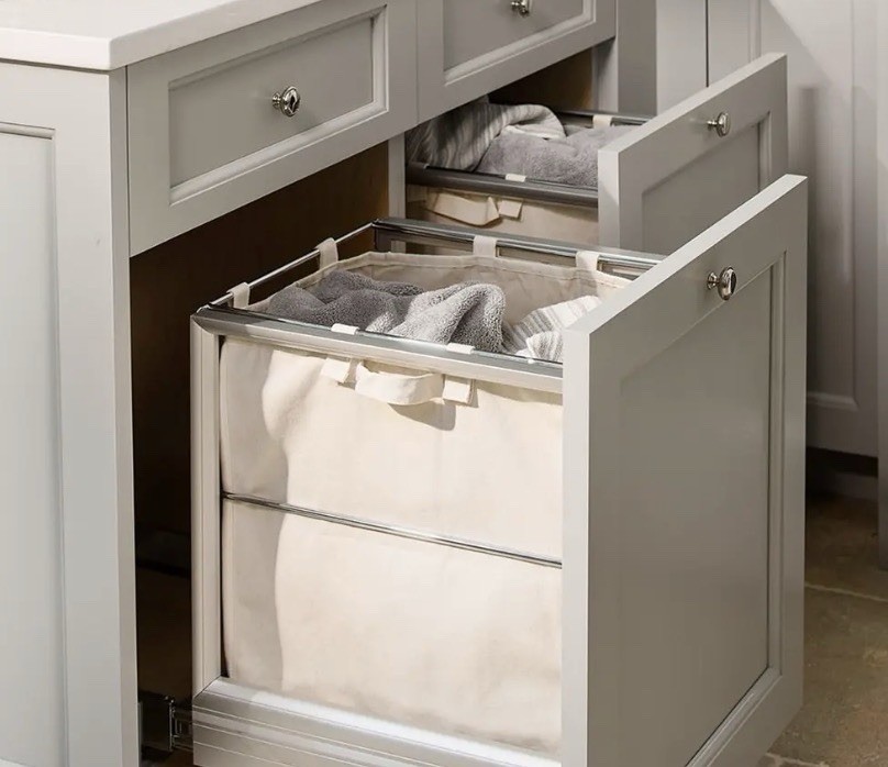 Rev-A-Shelf 5190 Series Pullout Freestanding Laundry Hamper Beige Silver
