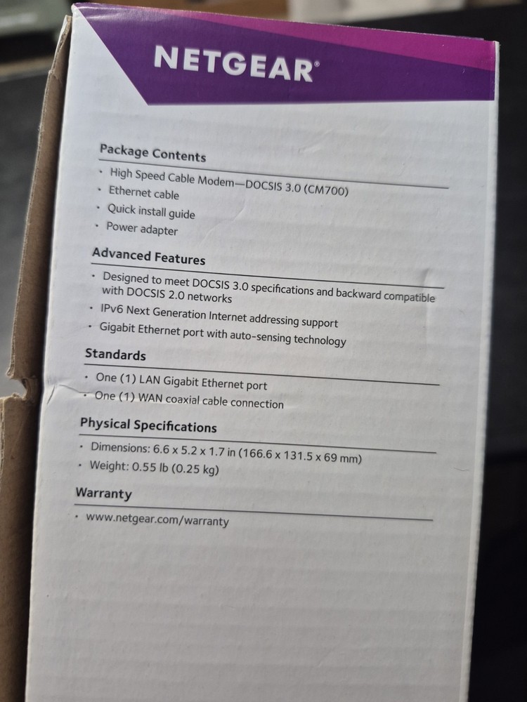 NEW NETGEAR CM700 High Speed Cable Modem