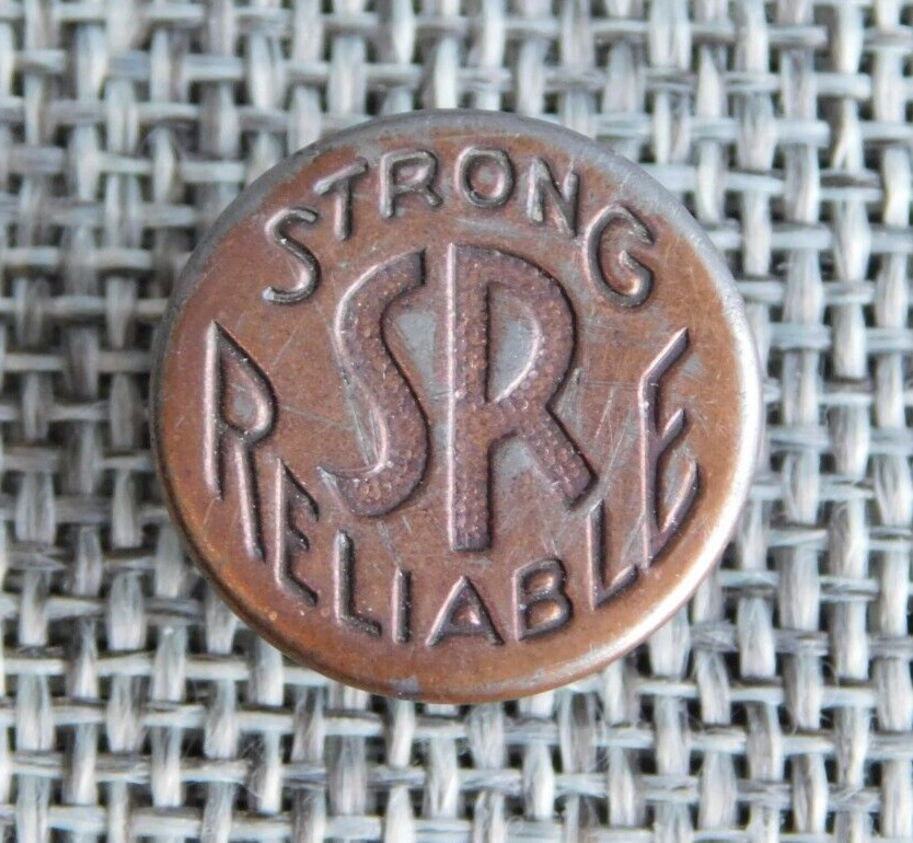 Antique Vtg Uniform Work Stud Button SR Strong  Aprx: 11/16" #503-B