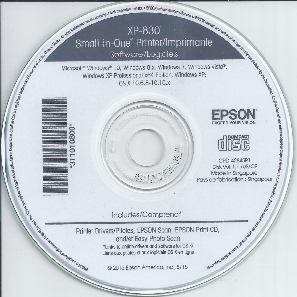 Epson XP-830 BackUP Software for printer