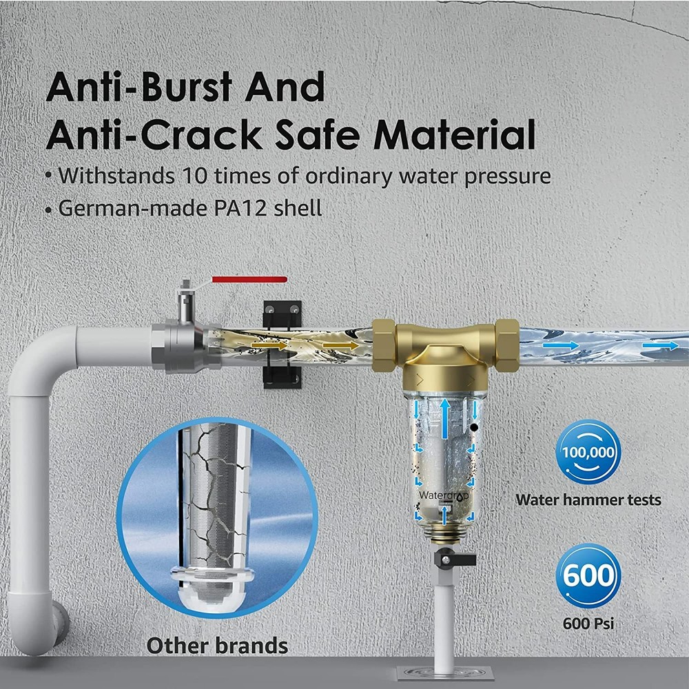 Waterdrop Backwash Spin Down Sediment Filter - Whole House Pre-Filtration System