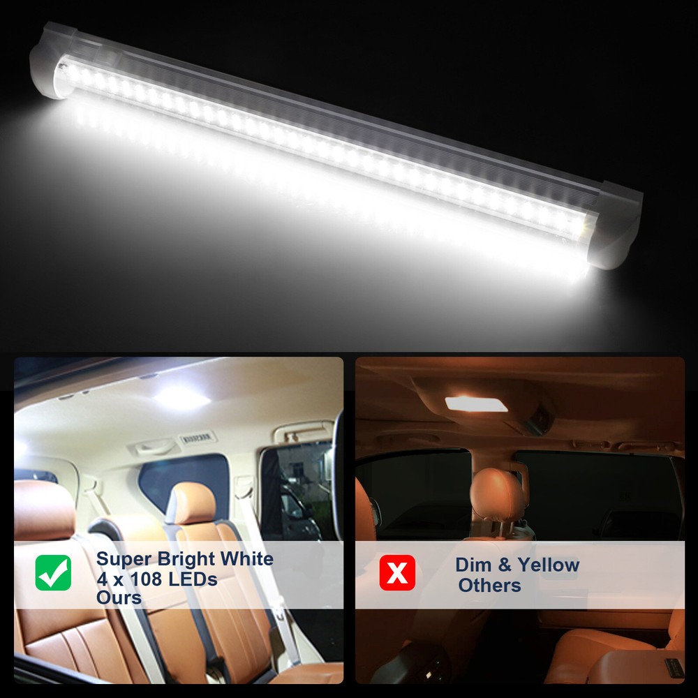 4Pcs 12V 108 LED RV Ceiling Dome Light Bar Interior Lighting for Trailer Camper