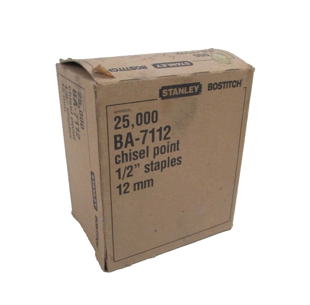 STANLEY (BOSTITCH) BA-7112 CHISEL POINT 1/2" STAPLES, OPEN BOX